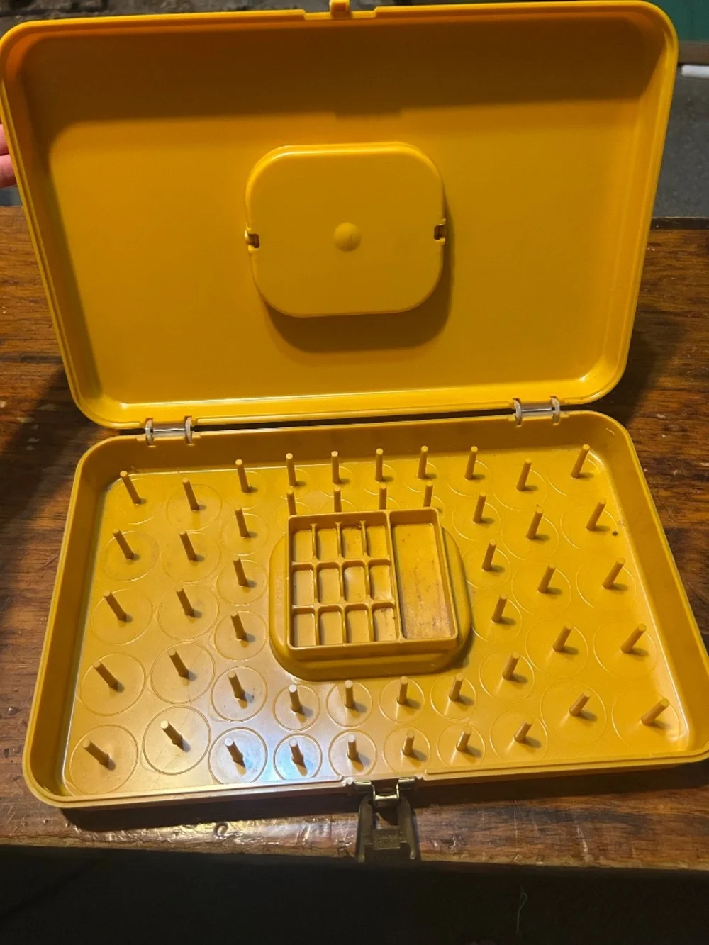 Wil-Hold  Wilson Plastic Thread Bobbin Sewing Box Mustard